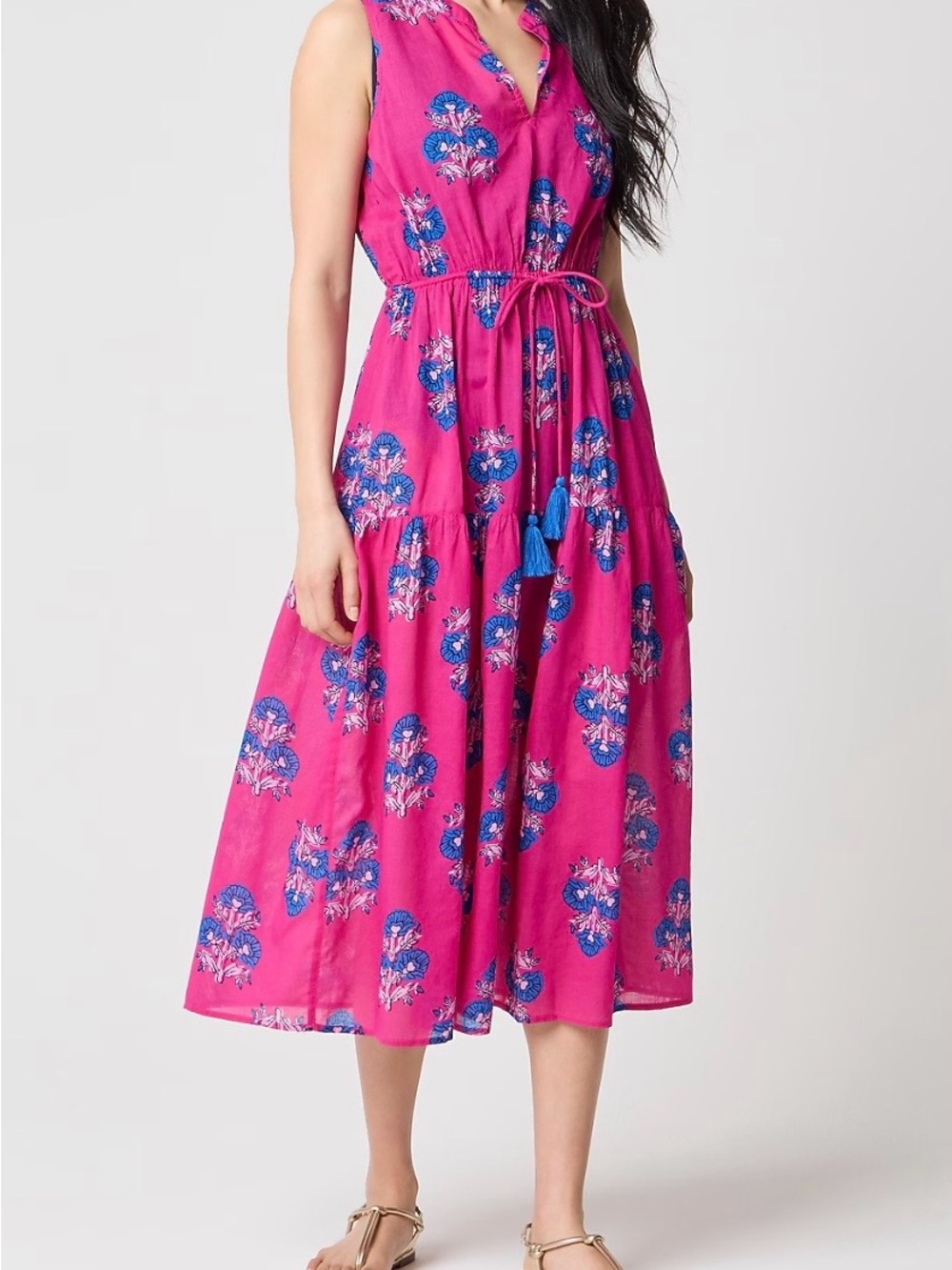🆕 J. Crew Factory Fuchsia Floral Tie-Waist Midi Cover Up Dress